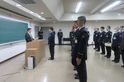 比企広域消防本部永年勤続表彰・管理者訓示の画像です。