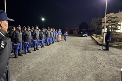  東松山消防団歳末特別警戒出発式の画像です。