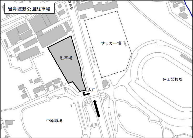 岩鼻運動公園の災害時利用駐車場の周辺地図