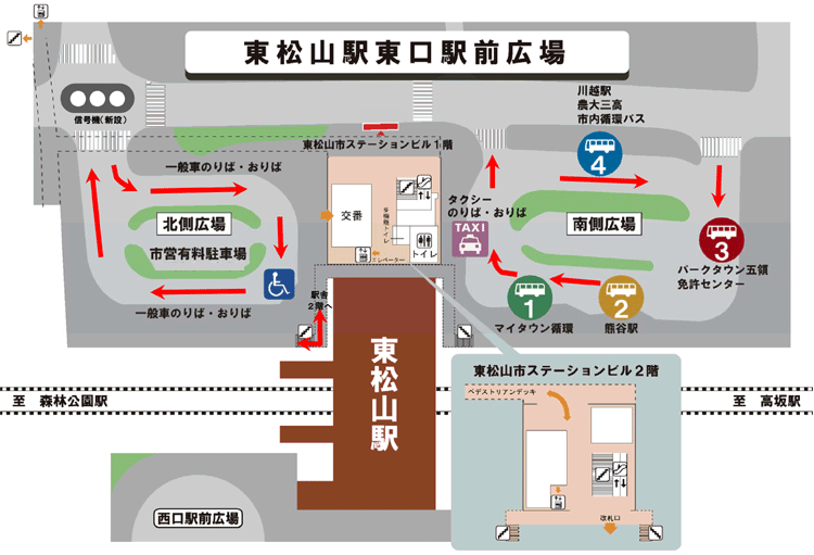 東松山駅東口駅前の周辺図です