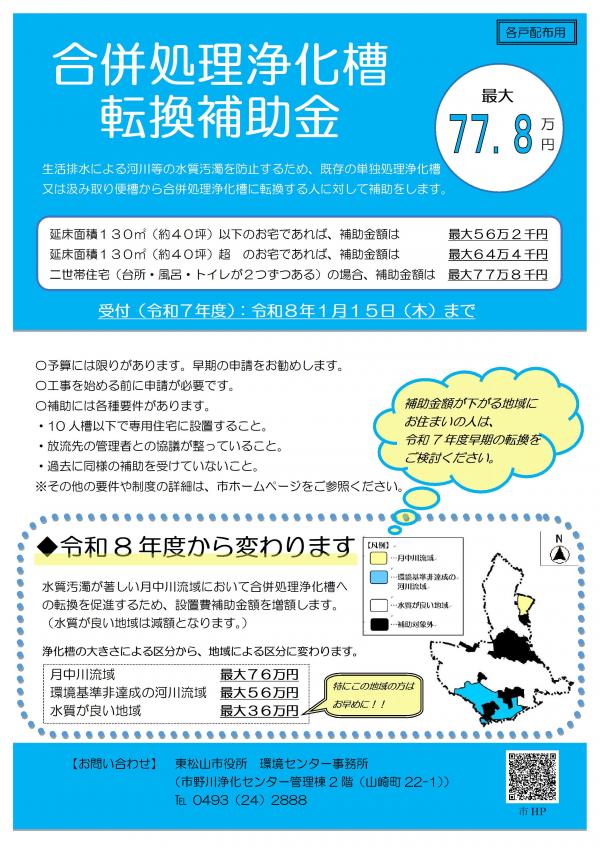 合併処理浄化槽補助金チラシ