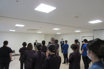  市民病院 新年度挨拶及び辞令交付式の画像です。